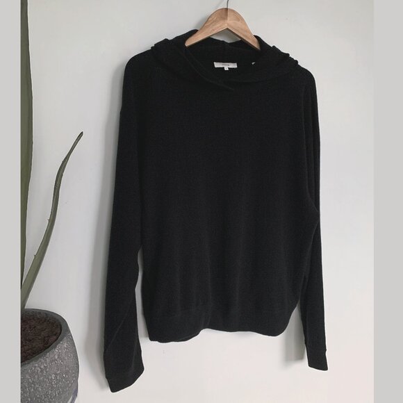 Vince Overlap Wool Cashmere Hoodie XL Black - Picture 12 of 12